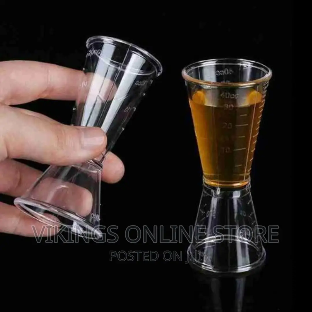 2 Pc 40cc Double Acrylic Jigger Cocktail Shot Glasses Cup