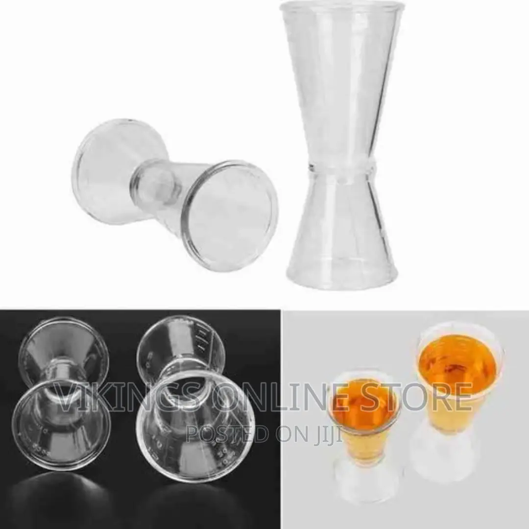 2 Pc 40cc Double Acrylic Jigger Cocktail Shot Glasses Cup