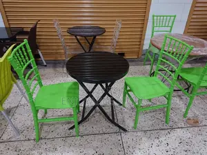 Balcony Plastic Chairs and Glass Table