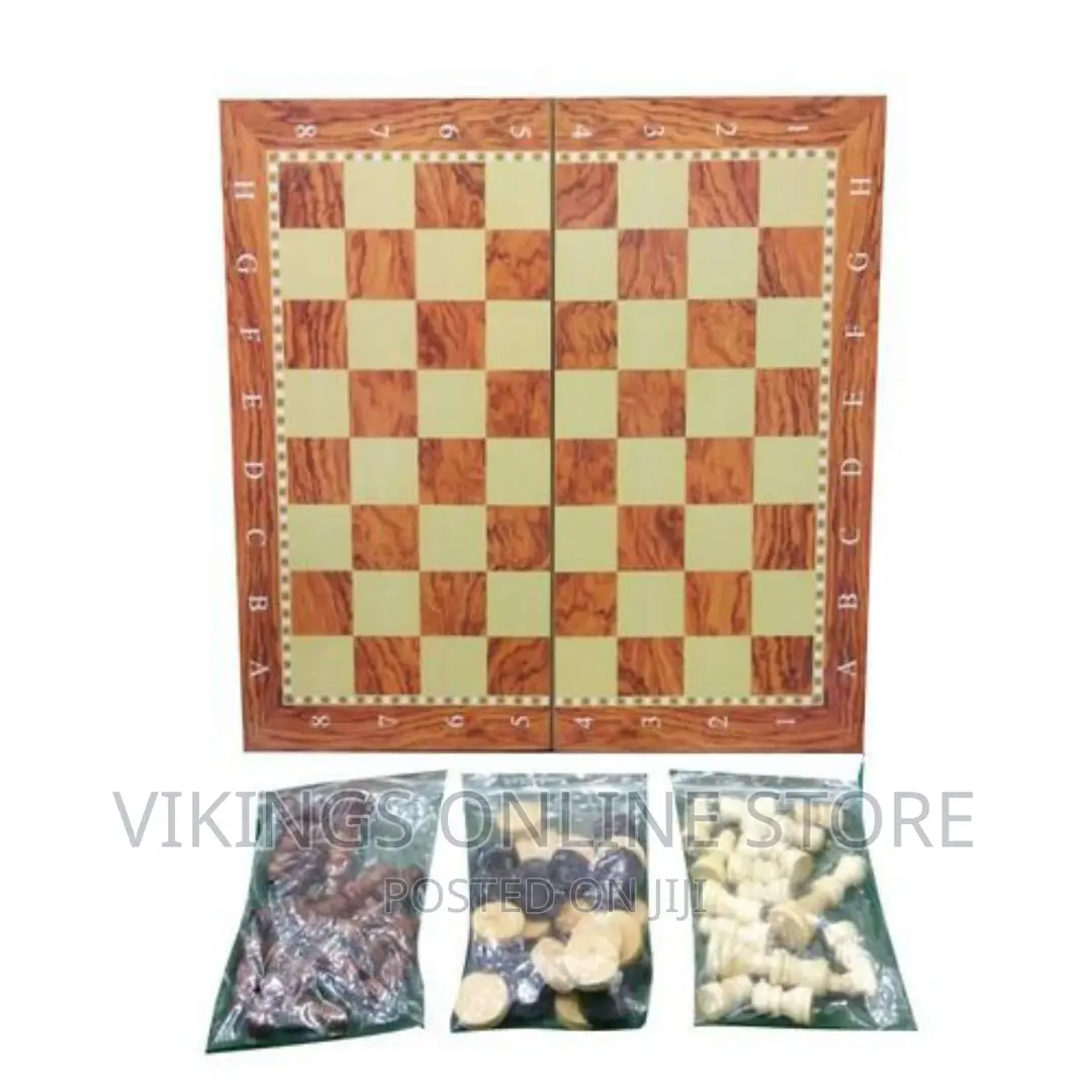 3 Games in 1 Chess, Checkers and Backgammon-Multicolor
