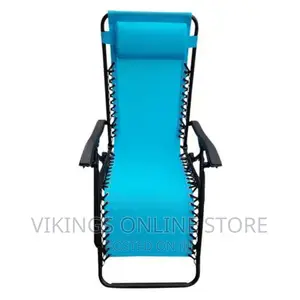 Photo - Foldable Fabric Patio Lounge Chair-Black/Blue