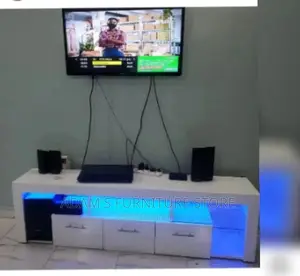 Photo - Tv Stand/Led Lights Tv Stand/White Tv Stand/Tv Stand/Tv Stan