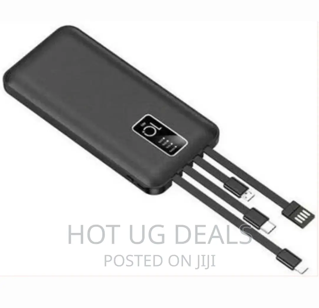 Premium Power Bank 10000mah With 4 Multi Cables -Black