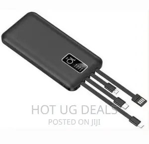 Premium Power Bank 10000mah With 4 Multi Cables -Black