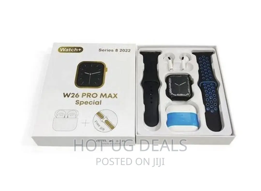 Smart W26 Smart Watch With Ear Pods - White, Black