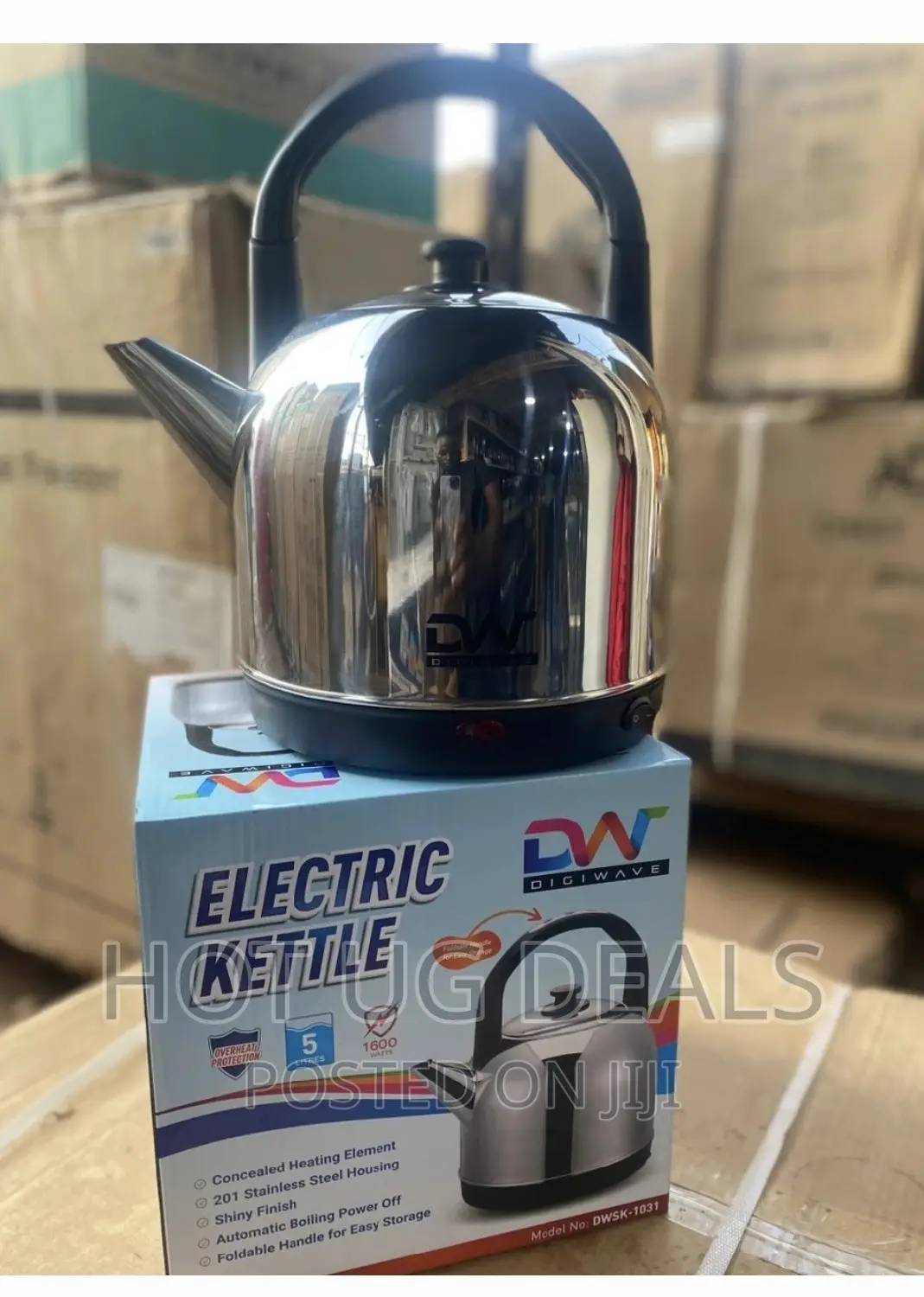 5L Digi Wave Fast Boiling Electric Kettle. - Silver