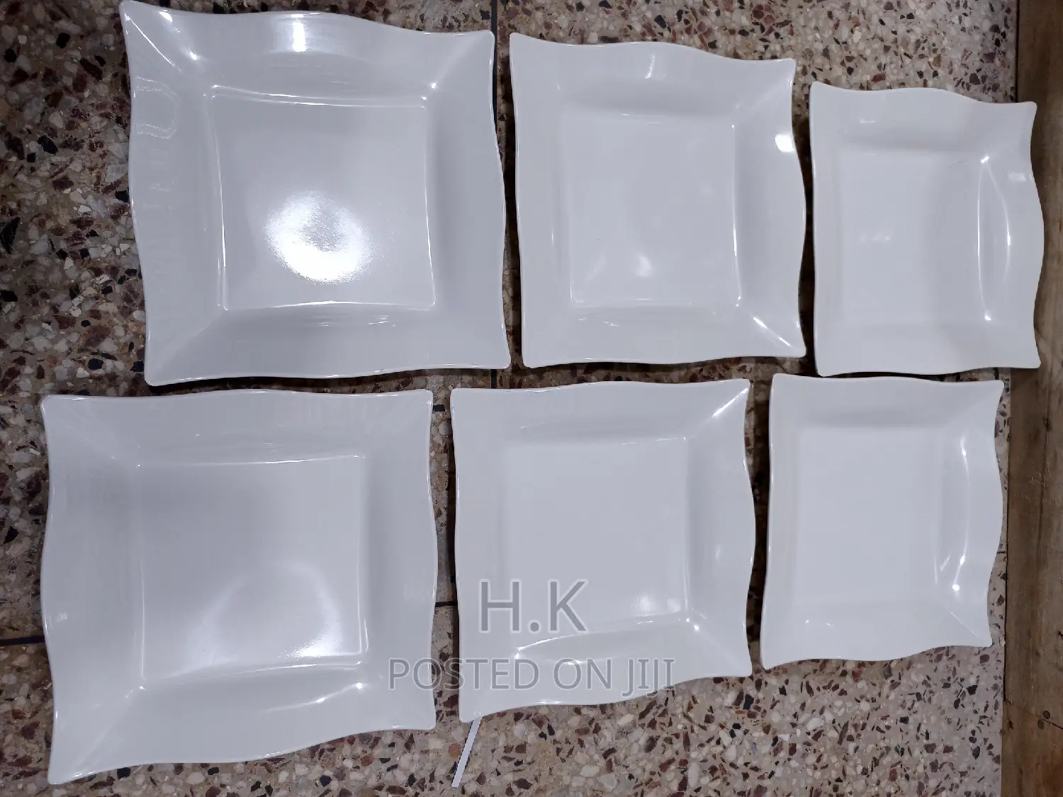 6pcs White Square Melamine Plate
