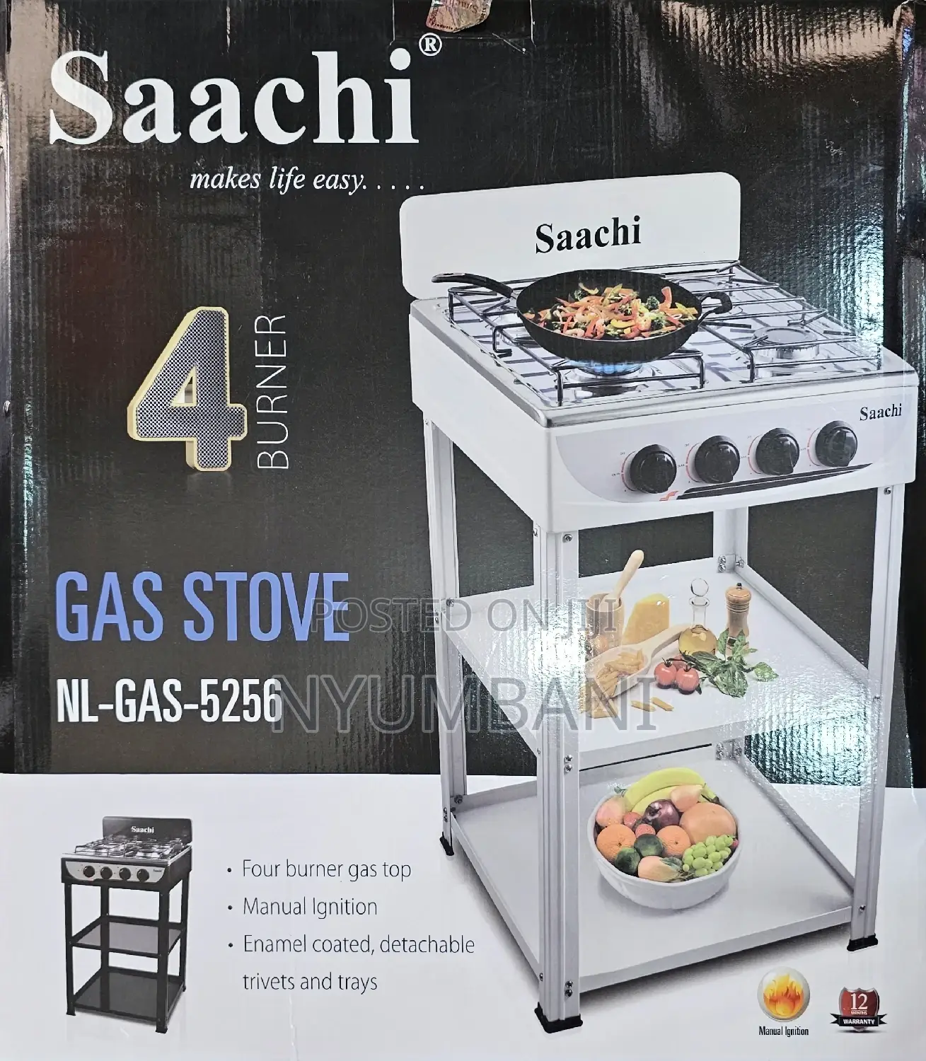 Saachi 4 Banner Gas Cooker