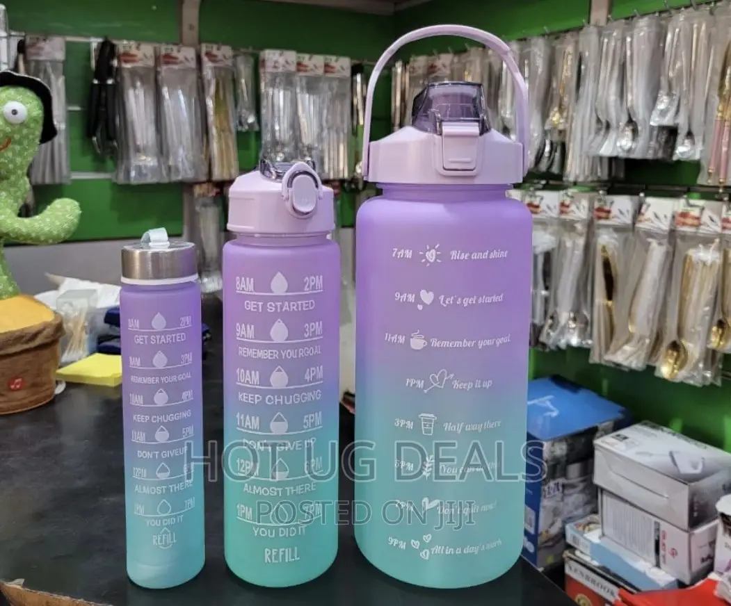 3 in 1 Extra Large Water Bottle Set for Sport-Multicolored