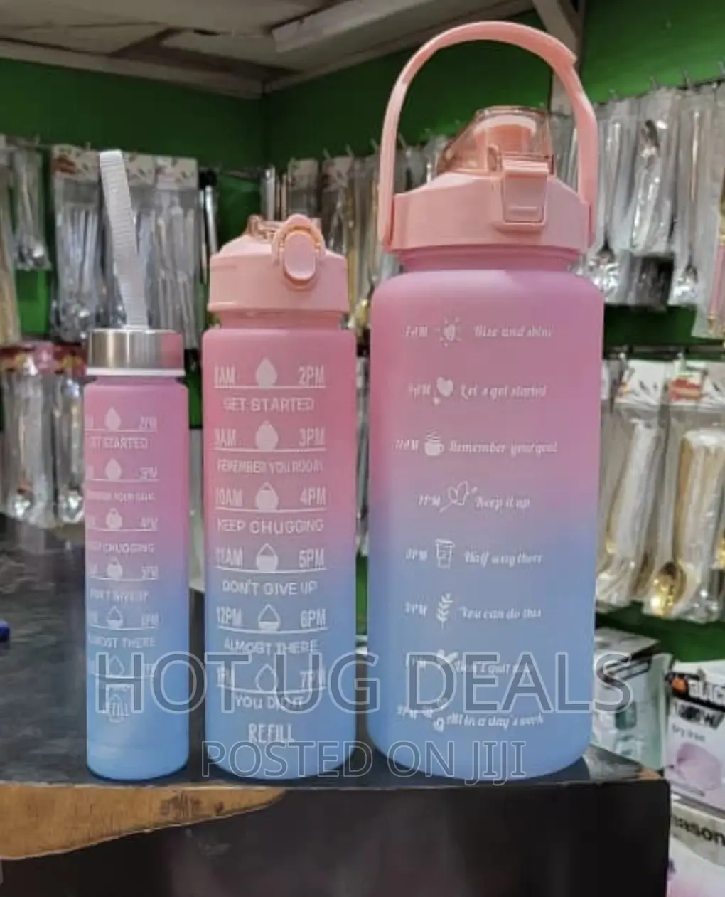 3 in 1 Extra Large Water Bottle Set for Sport-Multicolored