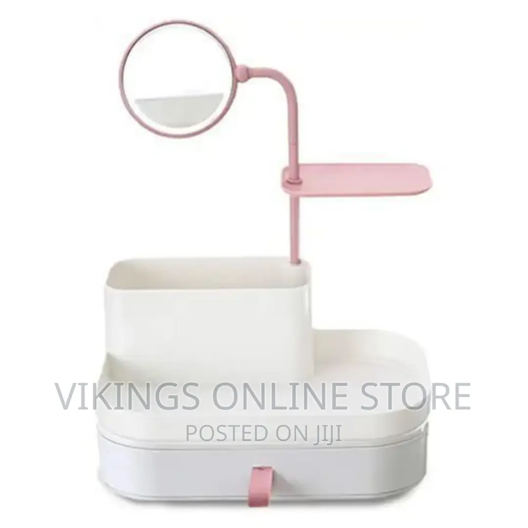 Makeup Organizer With Rotatable Mirror, Cosmetic, Jewelry