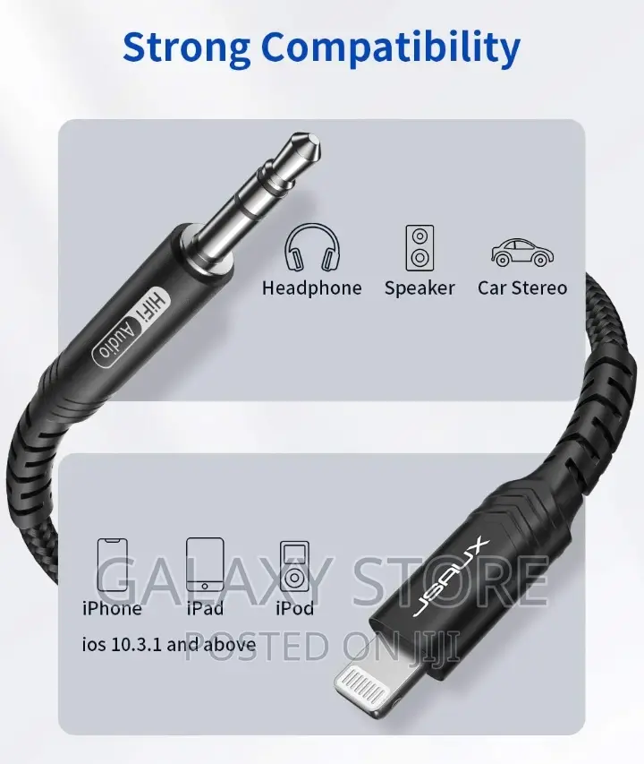 Lightning To 3.5mm Aux Audio Cable