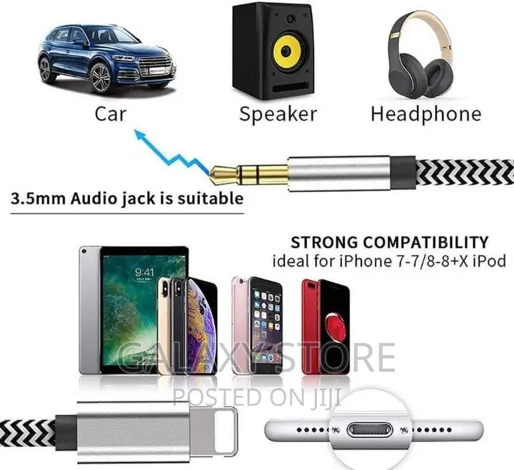 Lightning To 3.5mm Aux Audio Cable