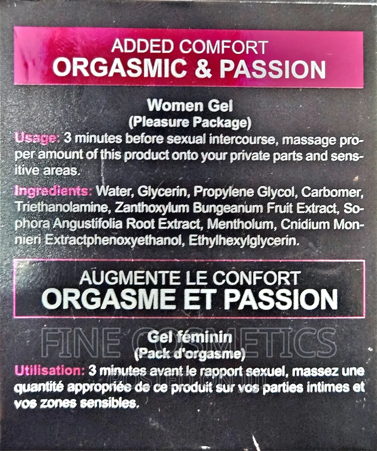 WOMEN GEL Pleasure Package Squirting Orgasmic Passion Gel.