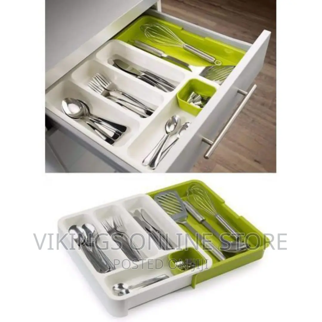 Durable Drawer / Table Expandable Cutlery Tray - Green