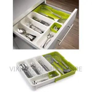 Durable Drawer / Table Expandable Cutlery Tray - Green