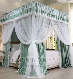 Vip Four Stands Mosquito Net With Curtains.6x6 (White)