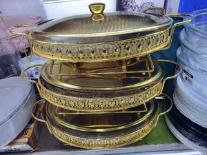 Gold Serving Dishes With Stand 3pics