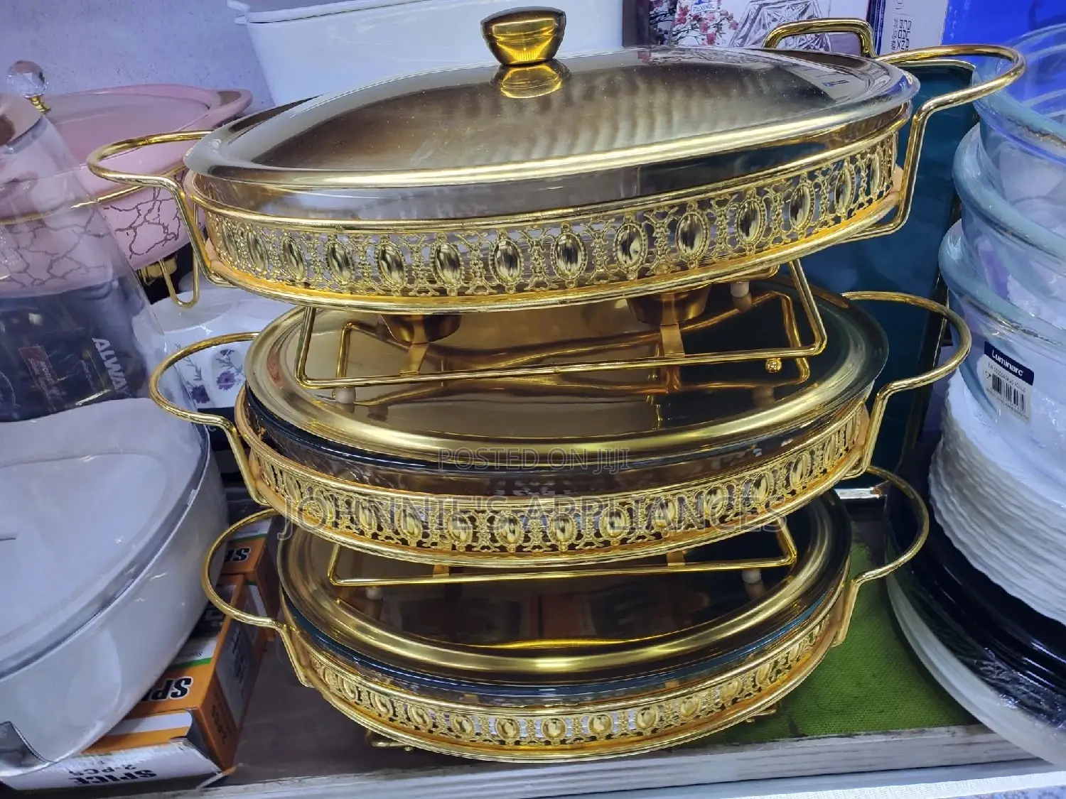 Gold Serving Dishes With Stand 3pics