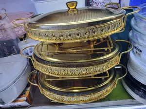 Gold Serving Dishes With Stand 3pics