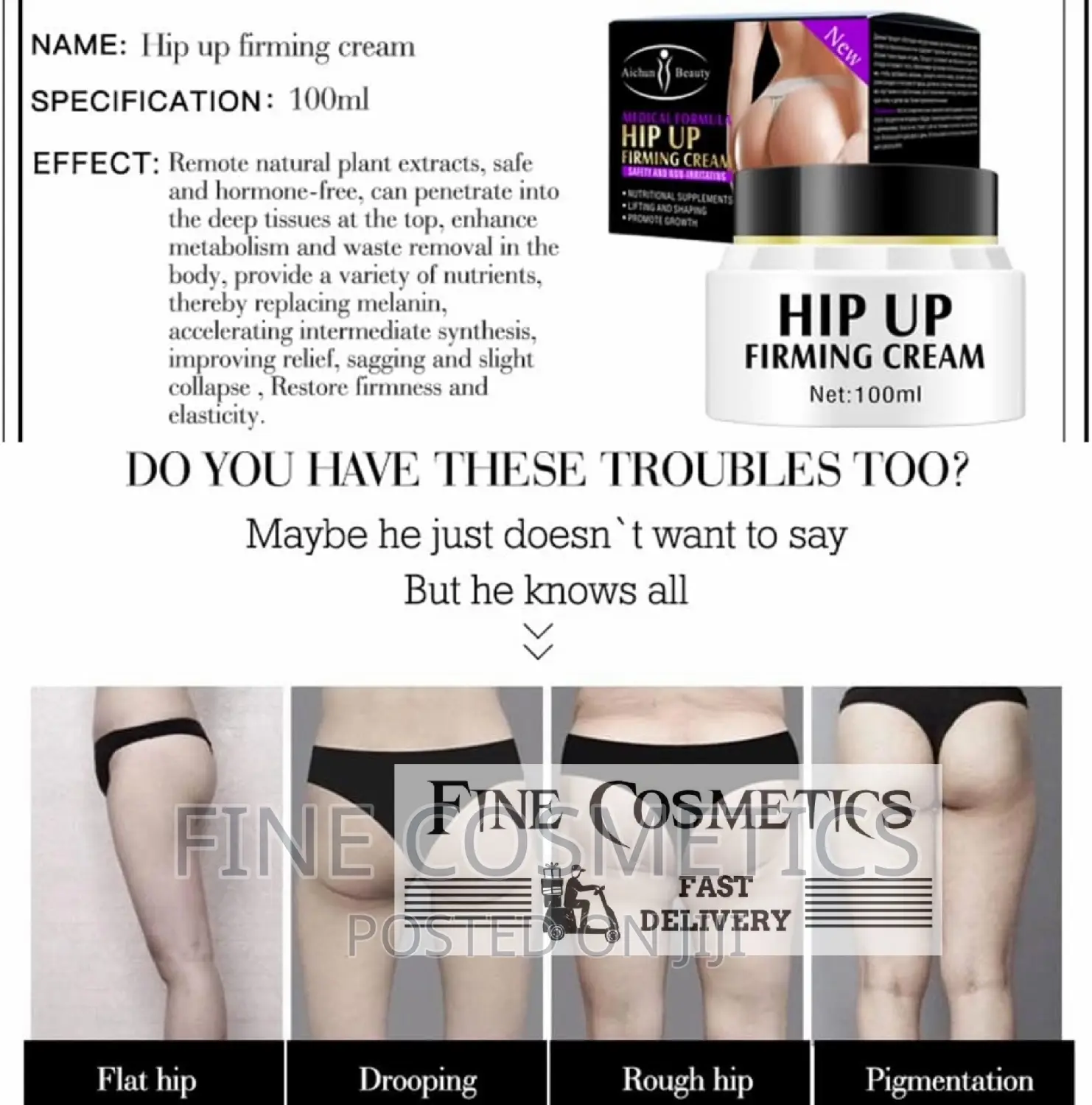 Hip Up Firming Cream Booty Lifting And Curvy Figure Shaping