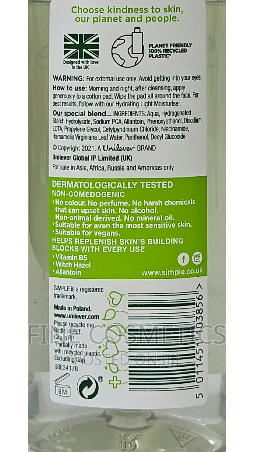 SIMPLE- KIND TO SKIN, Facial Skin Care Products -40,000 Each