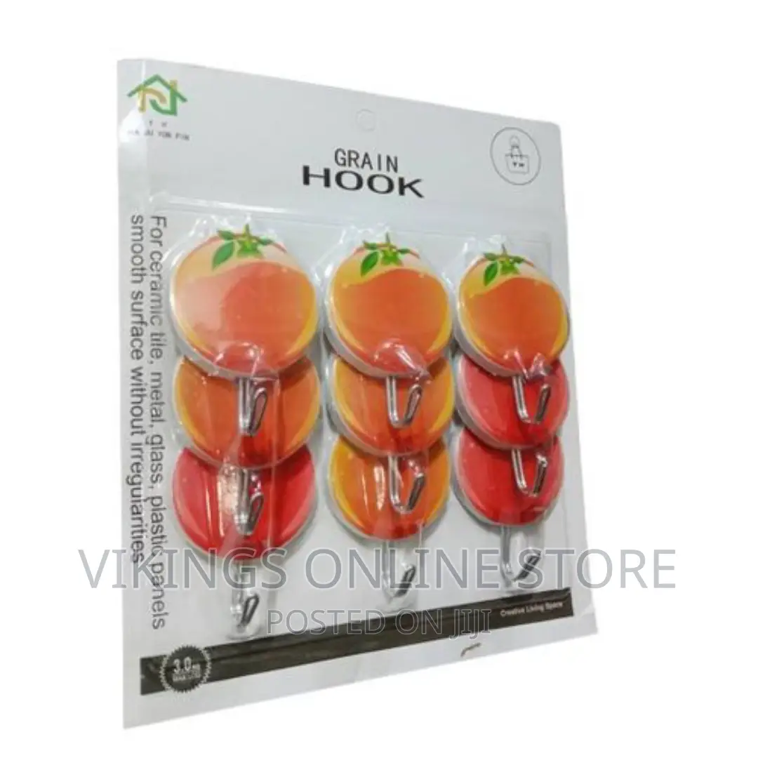 9 Pin Adhesive Strong Hooks With Pretty Images-Multicolor
