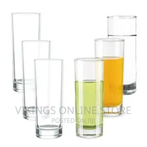 6 Pieces of Long Plain Water/Juice Glasses-Colorless