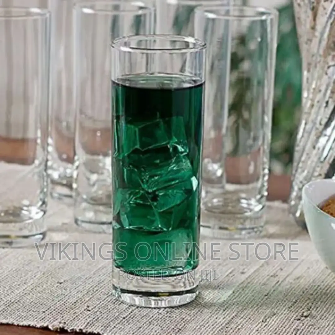 6 Pieces of Long Plain Water/Juice Glasses-Colorless