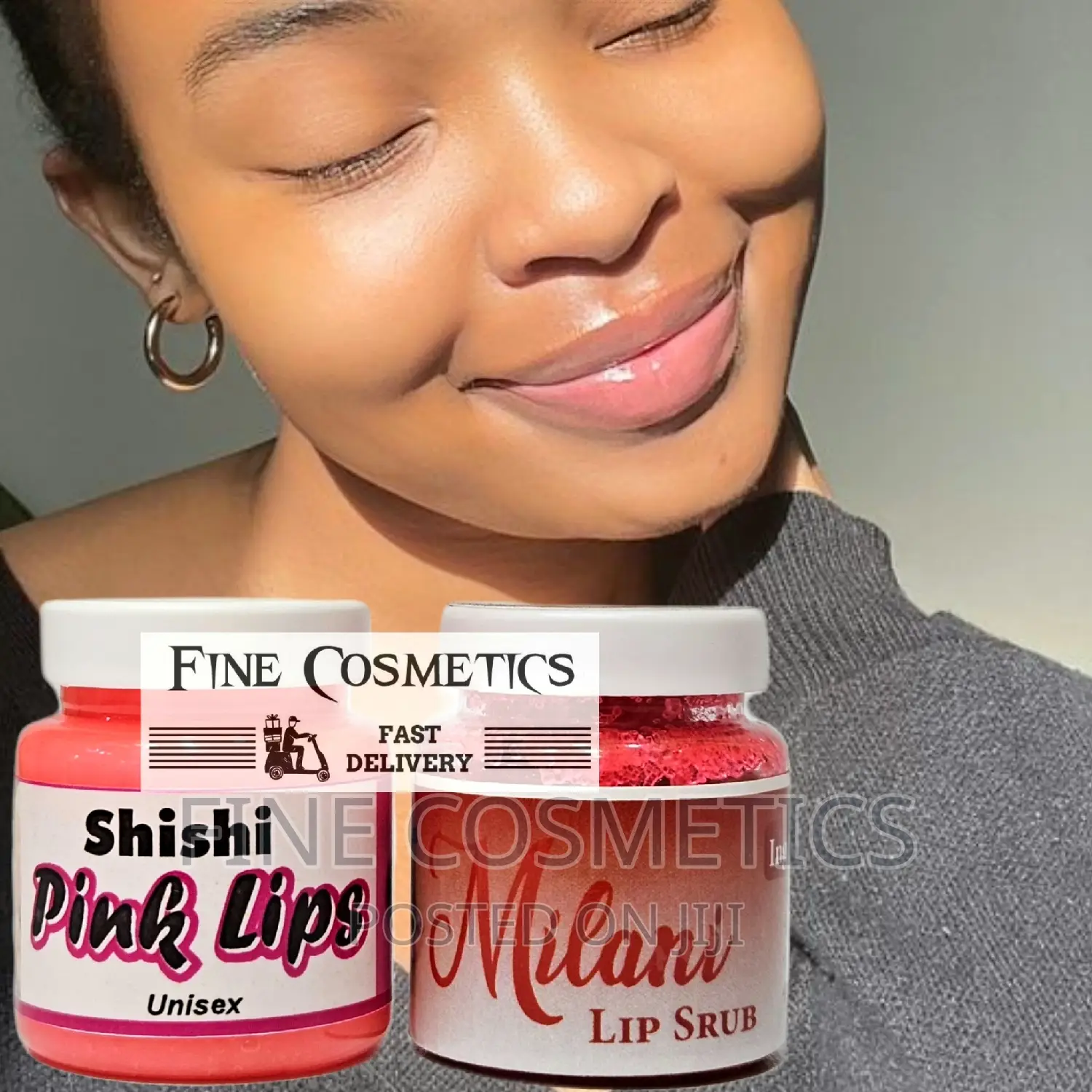 Pink Lips Scrub and Pink Lip Balm, Dark Lips Whitening Set