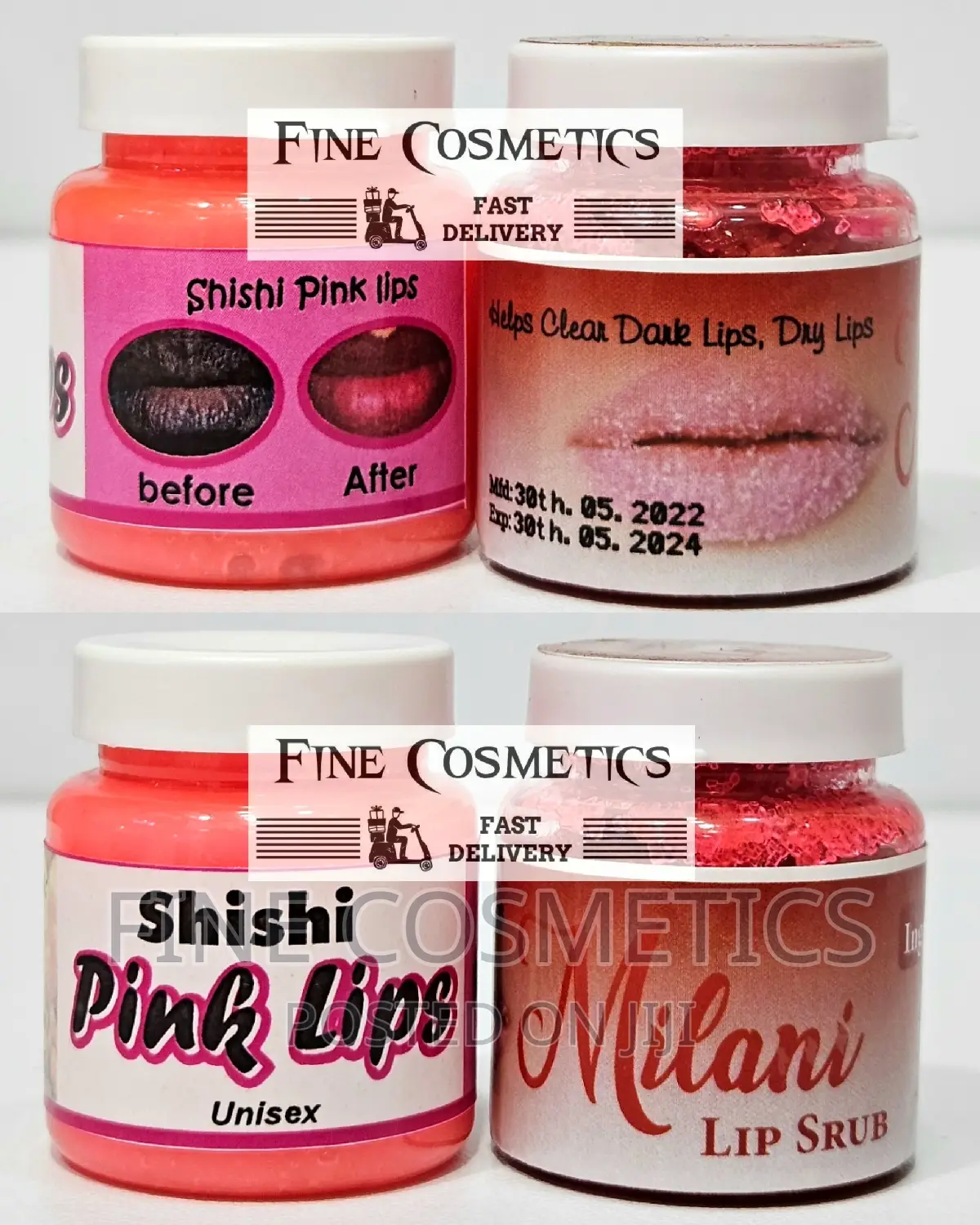 Pink Lips Scrub and Pink Lip Balm, Dark Lips Whitening Set