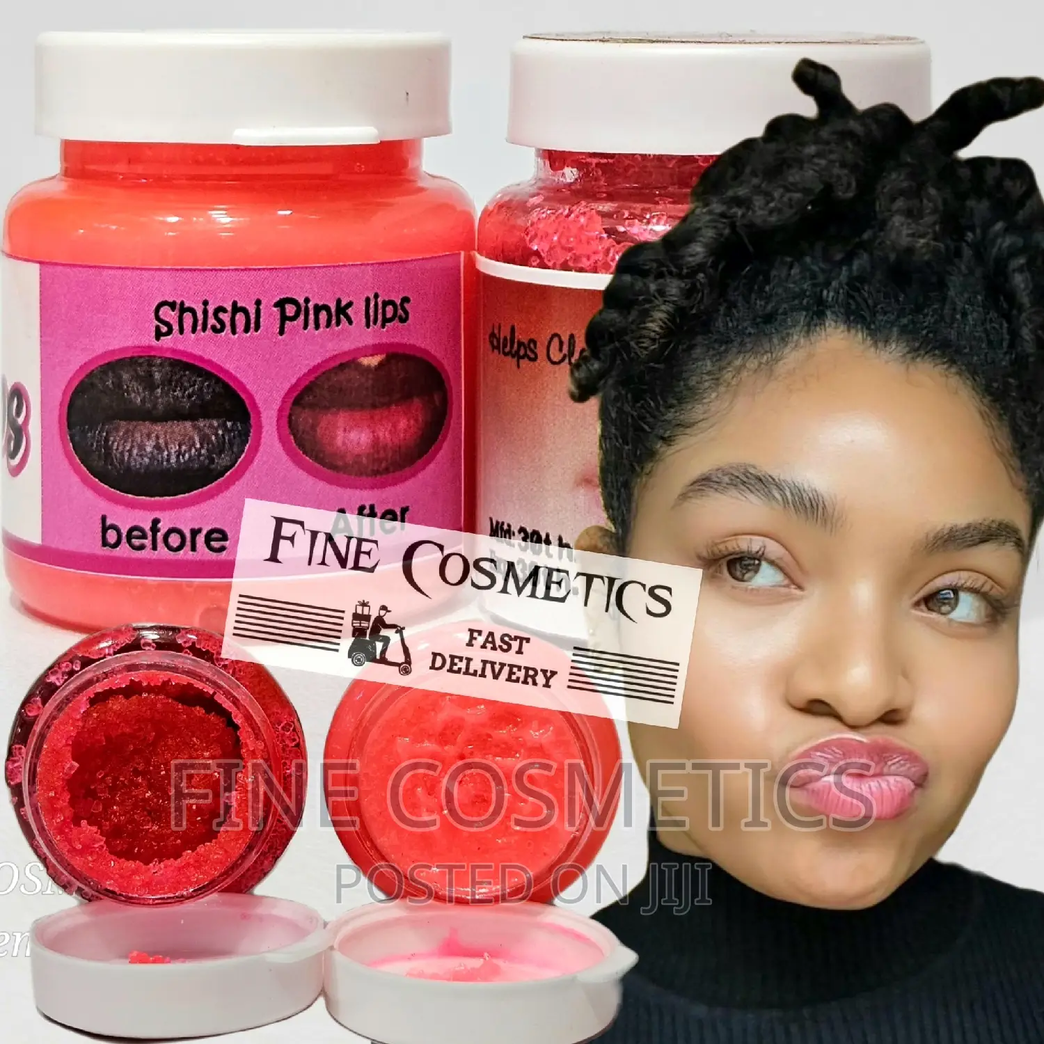 Pink Lips Scrub and Pink Lip Balm, Dark Lips Whitening Set