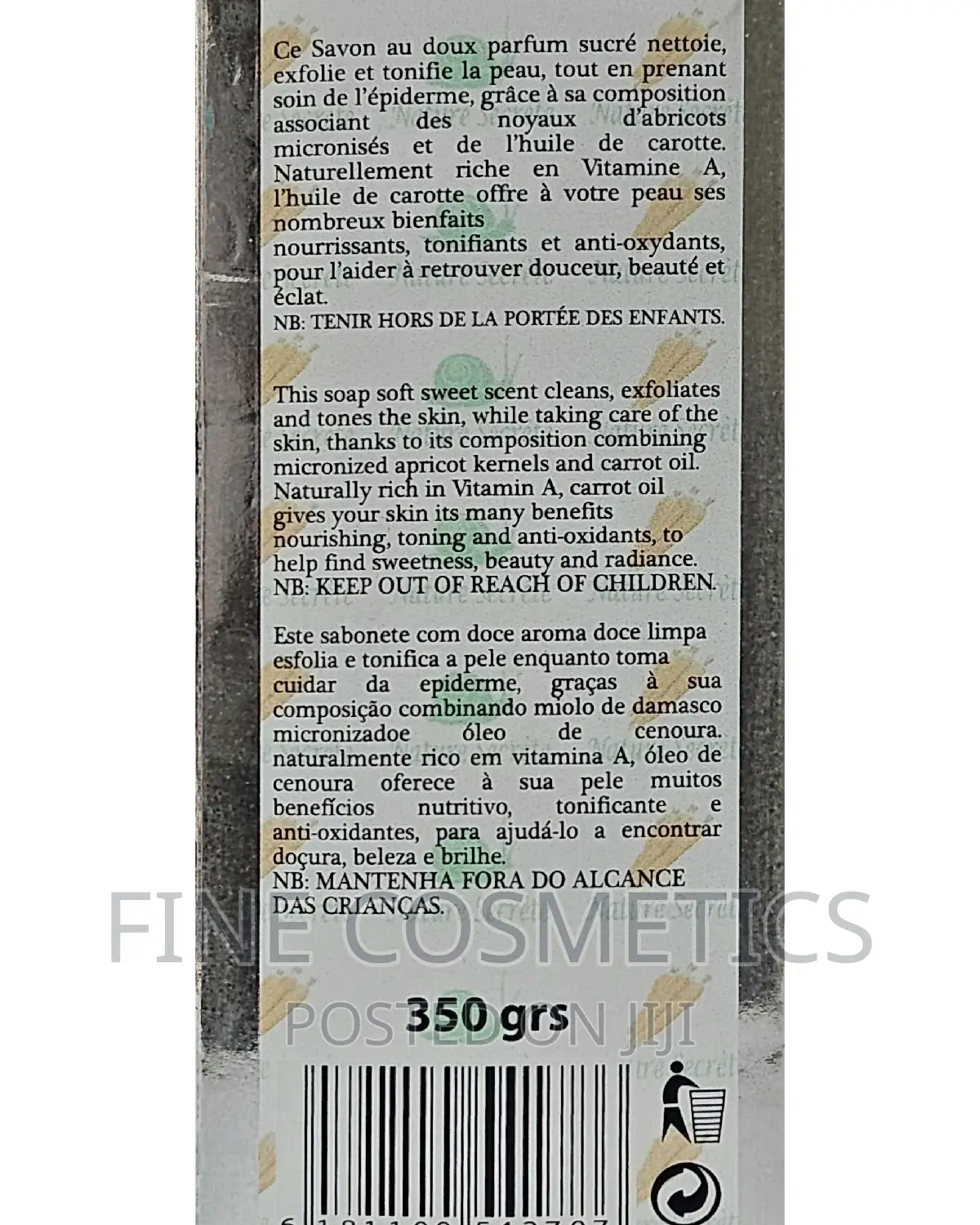 Original Nature Secret Carrot Lightening Blackspots Rem Soap
