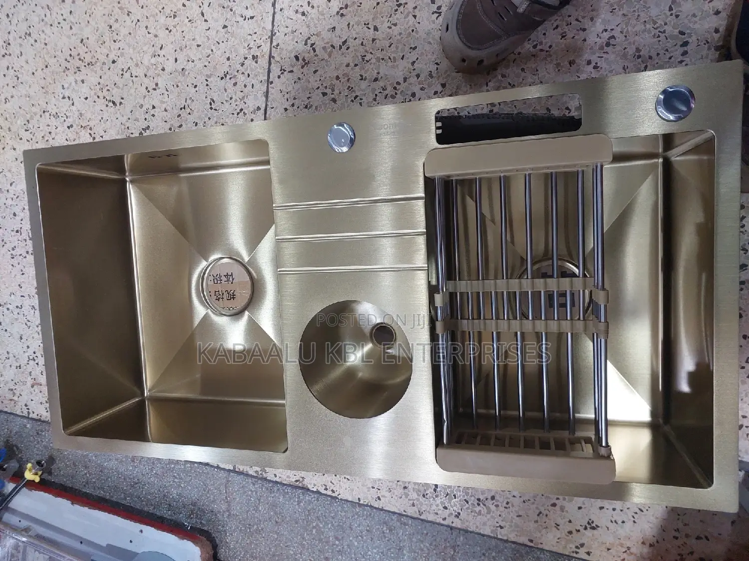 Heavy Duty Executive Kitchen Sink 100 by 50cm (Black/Gold)