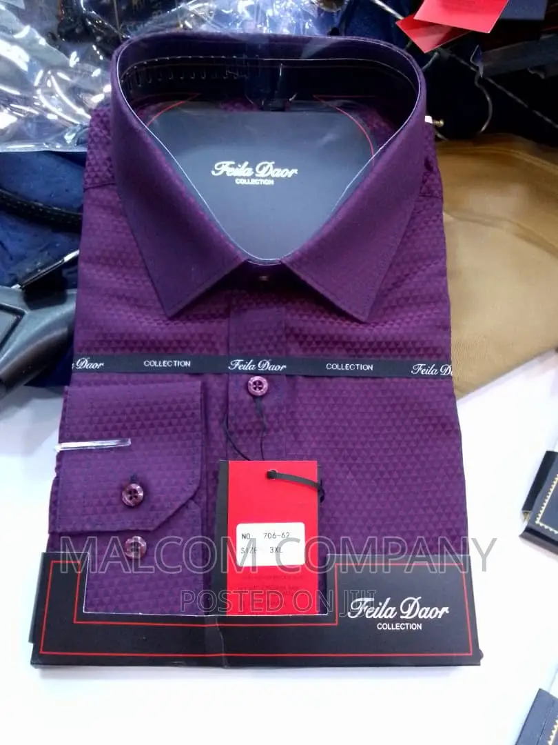 Men Classic Purple Long Shelves Formal Shirt
