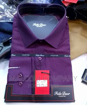 Men Classic Purple Long Shelves Formal Shirt