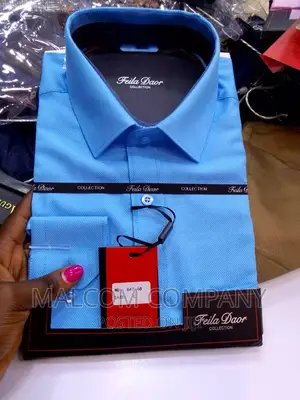 Photo - Sky Blue Men Cotton Shirts