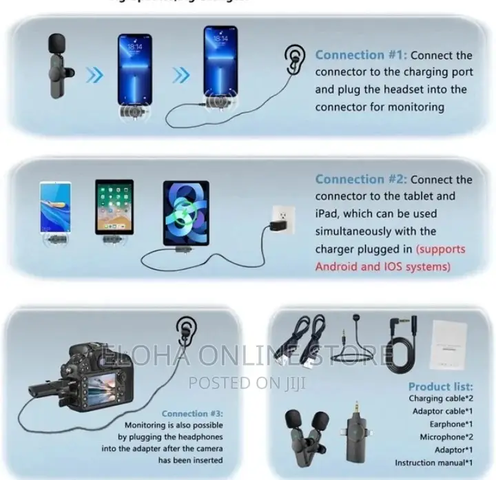3in 1 Noise Reduction Lavalier Mini Wireless Microphone