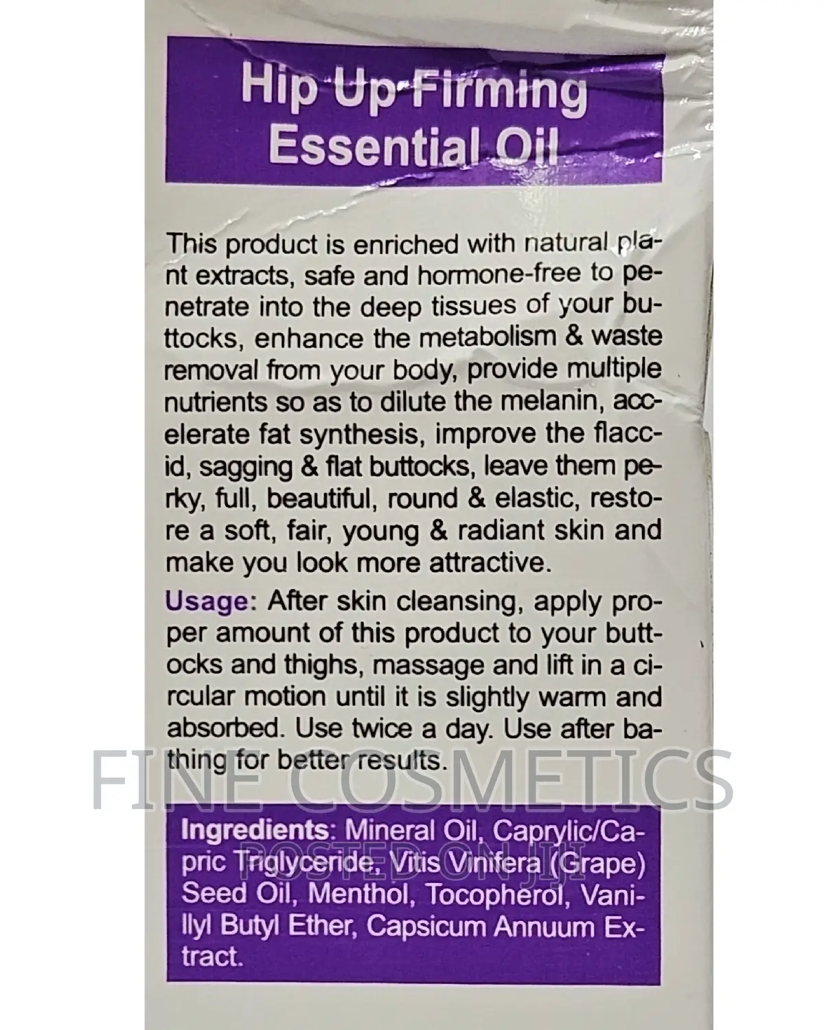 Hips/Curvy Buttocks Firming + Lifting Booty Enhancement Oil