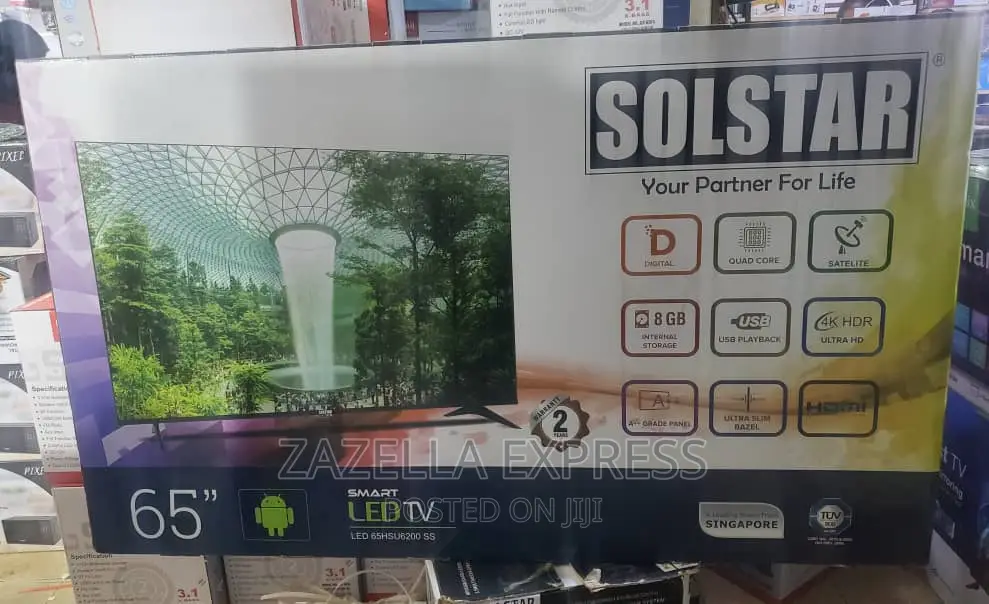 Solstar 65" Smart UHD Digital Android TV- Black