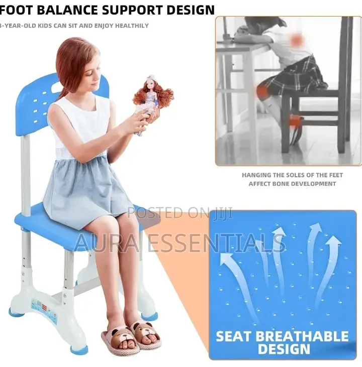 Adjustable Height Children Kids Study Table and Chair Set