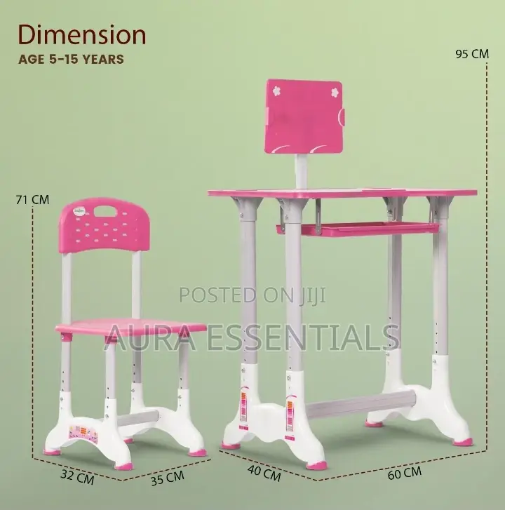 Adjustable Height Children Kids Study Table and Chair Set
