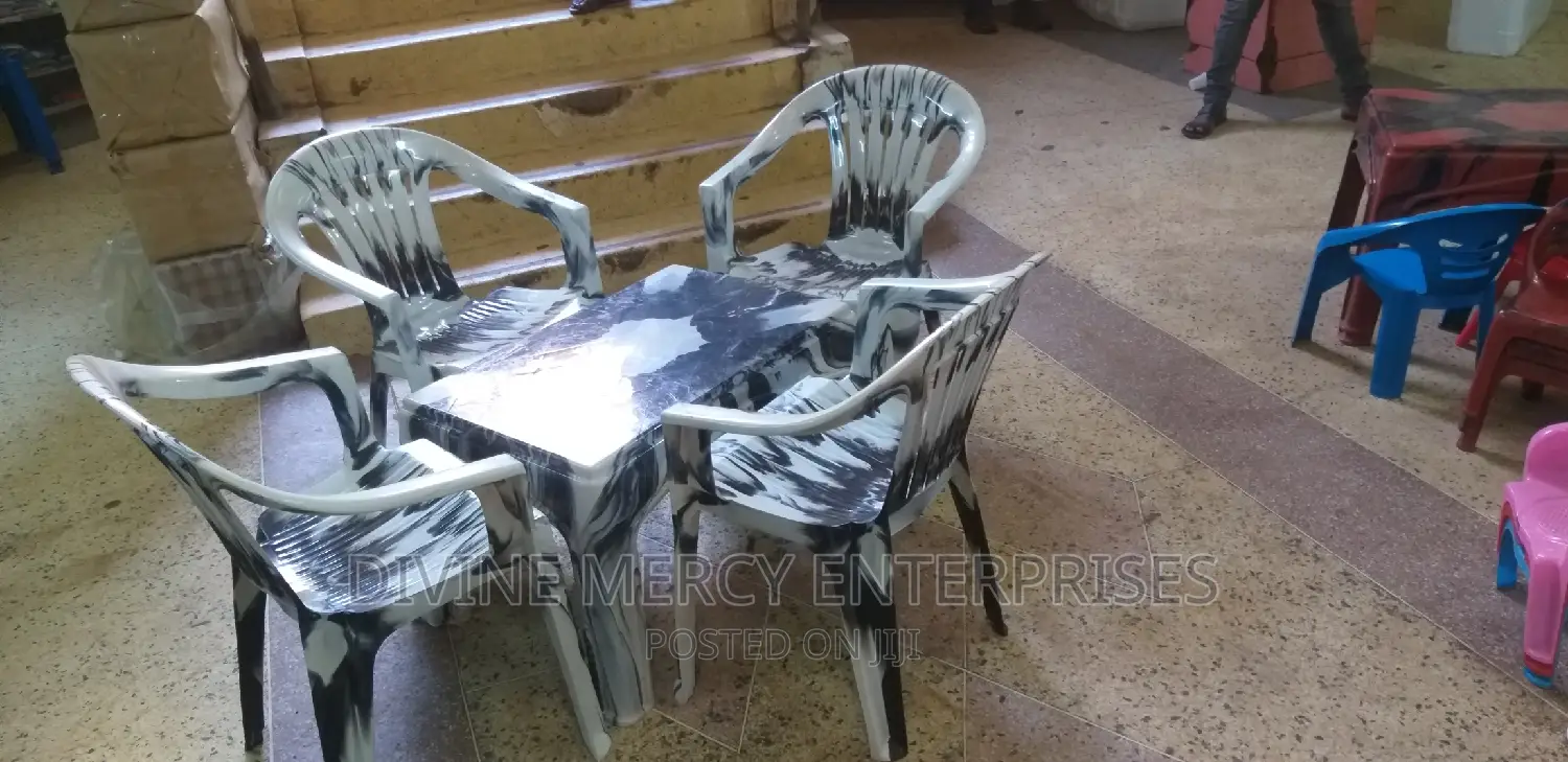 Plastic Armed Chair and Table