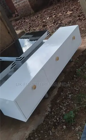 Tv Stand White and Gold Handles