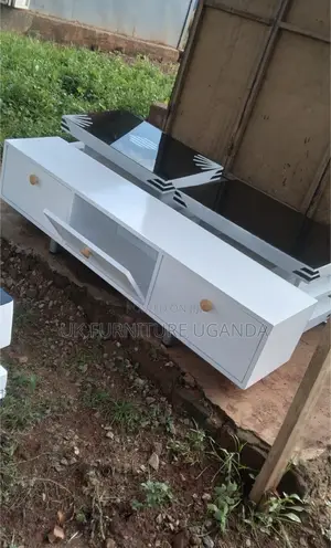 Tv Stand White and Gold Handles
