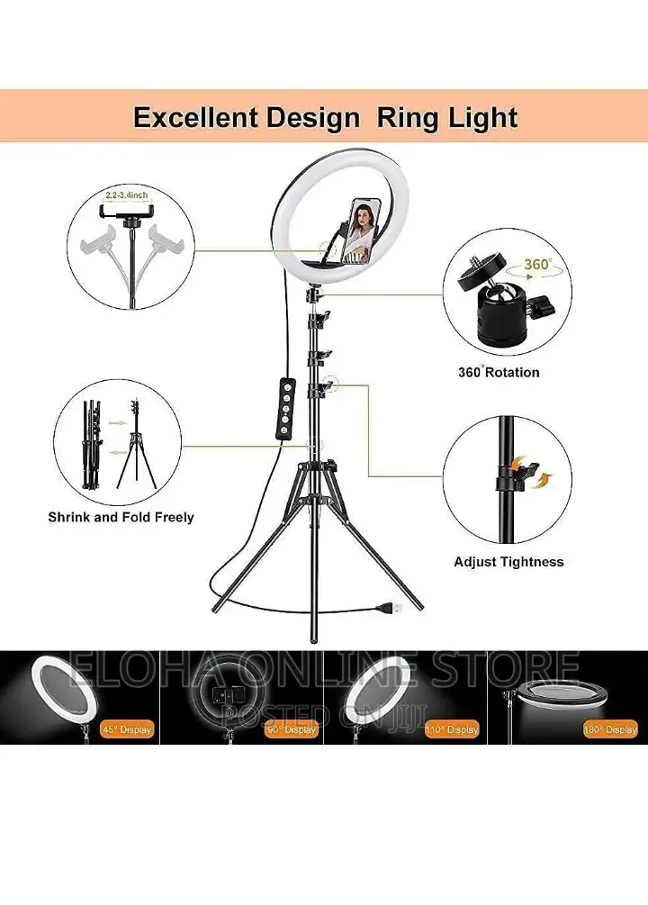 12 Inch Beauty Pro LED Ring Light With Stand and Phoneholder
