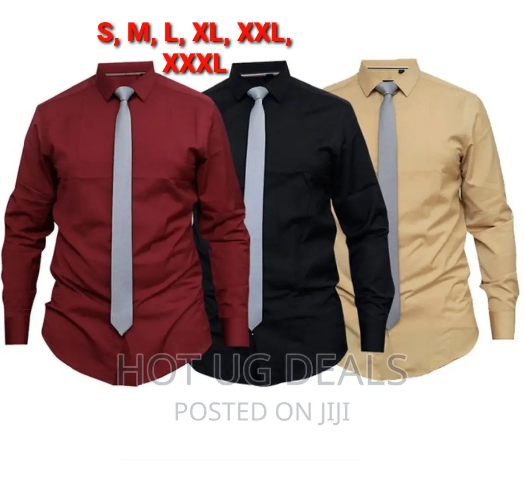 Bundle of 3 Mens Designer Shirts - Maroon,Black,Cream