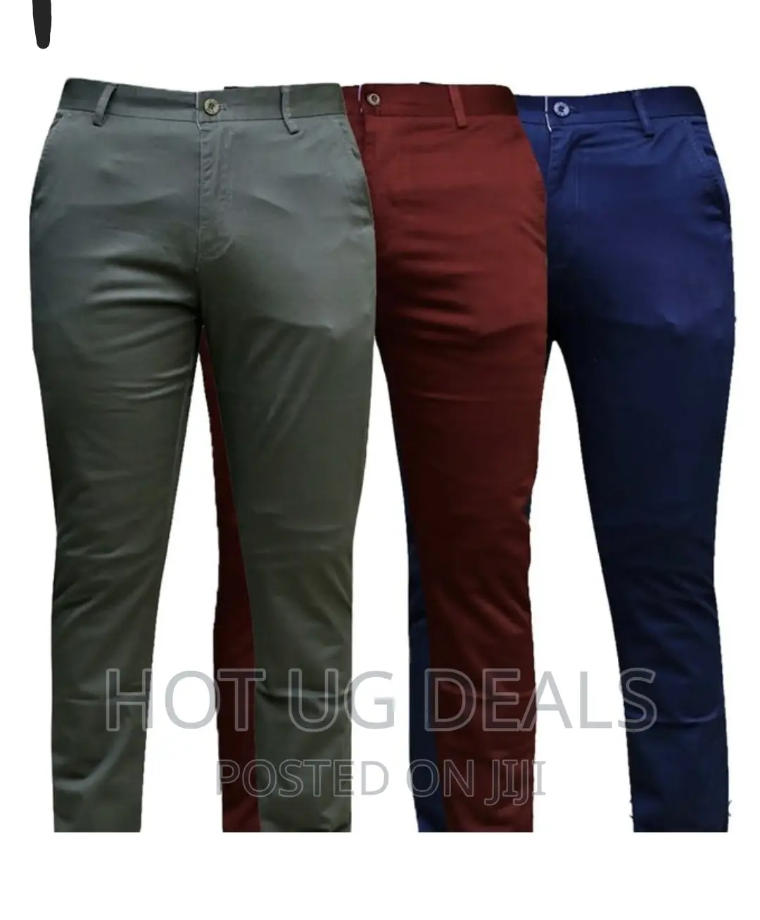 Men's Khaki Trousers - Army Green, Red, Blue