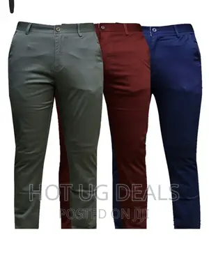 Men's Khaki Trousers - Army Green, Red, Blue