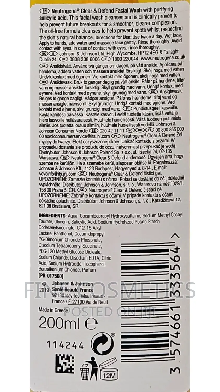 Neutrogena Oil Free Acne/Pimple Face Wash Wiz Salicylic Acid